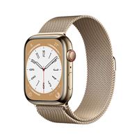 Apple Watch S8 45mm LTE Caja de acero inoxidable Oro y correa Loop milanese Oro