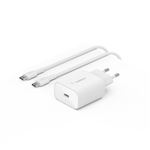Cargador Belkin Boost Charge con PPS + Cable USB-C a USB-C 25 W Blanco