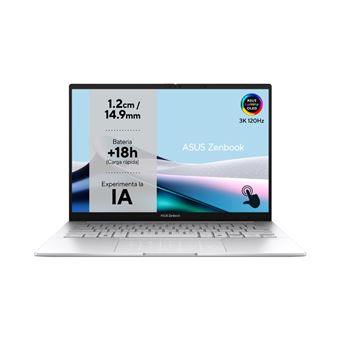 Ordenador portátil Asus Zenbook 14 OLED UX3405CA-PZ281W, Intel Core Ultra 7-255H, 16GB RAM, 1TB SSD, Intel Arc 140T, Windows 11 Home, 14" WQXGA+ Niebla Plateada