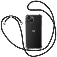 Icoveri Funda tranparente con cordón negro para iPhone 15