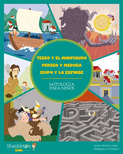 Teseo Y El minotauro. perseo medusa. edipo la esfinge 5 mitología para niños tapa dura libro de javier alonso