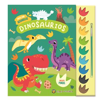 Dinosaurios-9 Acuarelas+1 Pincel
