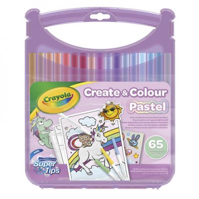 Maletín Rotuladores lavables Súper Tips Crayola Create & Colour colores  pastel 65 piezas - Conjunto escritura - Los mejores precios