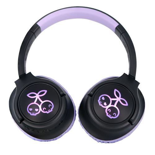 Auriculares Bluetooth Otl Kuromi Con Luz Led Negro Y Lila