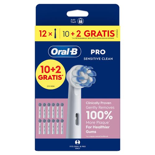 Pack De 12 Cabezales De Recambio Para Cepillo Dental Oral-b Pro Sensitive Clean Blanco