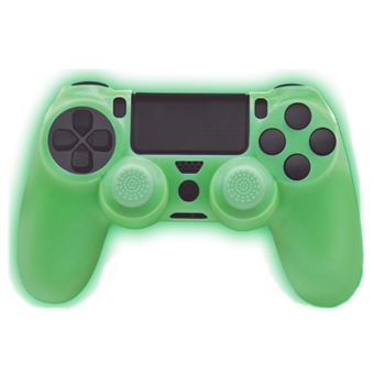 Funda silicona + Grips FR-TEC Glow In The Dark Verde para PS4