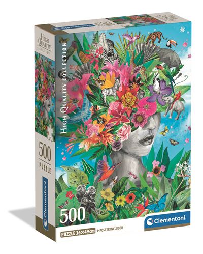 Puzzle clementoni 500 head in the jungle compact box