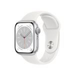 Apple Watch S8 41mm GPS, Caja de aluminio Plata y correa deportiva Blanco