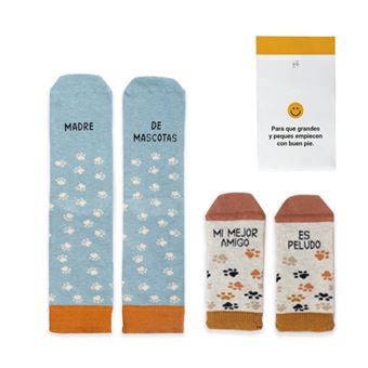 UO Kit Calcetines grandes y peques Madre de mascotas + Mi mejor amigo es peludo tallas 15-18/36-41 - 1