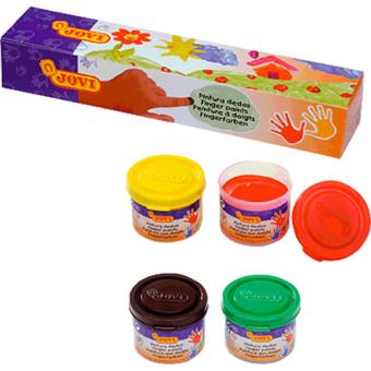 Jovi - Pintura de dedos 35 ml, 5 uds, botes de pintura lavable para niños,  colores intensos, secado rápido, aplicación directa