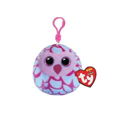 Peluche ty buho squish clip pinky pink 10cm