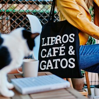 Tote bag Libros caf y gatos Mochilas escolares Los mejores