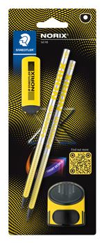 Pack Staedler 2 Lápices + Goma + Afilador Norix Amarillo