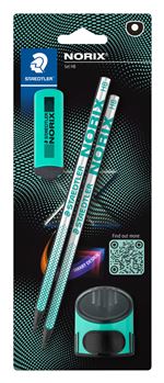 Pack Staedler 2 Lápices + Goma + Afilador Norix Verde