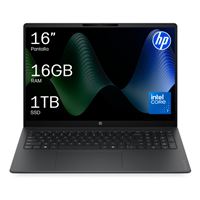 Ordenador portátil HP OmniBook 3 16-bu0090ns, Intel Core 7-150U, 16GB RAM, 1TB SSD, Intel Graphics, Windows 11 Home, 16" 2K FHD, Negro y  Gris