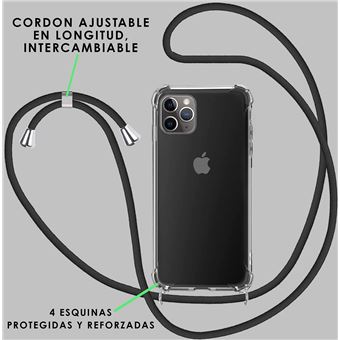 Funda Transparente 4-ok + cuerda Negro para iPhone 13 Pro - Funda