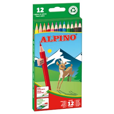 De Alpino 12 multicolor estuche colores unidades para niños dibuja y con vivos brillantes material escolar 175mm