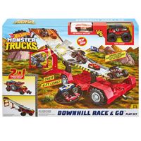 Pista de carreras Mattel Hot Wheels - Monster Trucks Downhill Race & Go