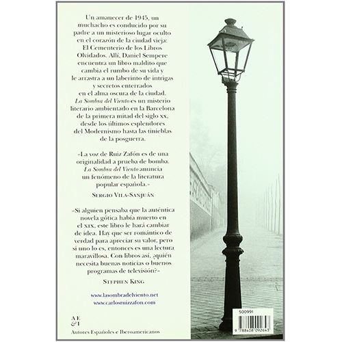 de repuesto En el piso Decoración La sombra del viento - Carlos Ruiz Zafón -5% en libros | FNAC