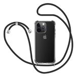 Funda Transparente 4-ok + cuerda Negro para iPhone 14 Pro