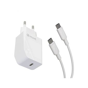 Cargador Muvit for change USB-C 20W Blanco 1m