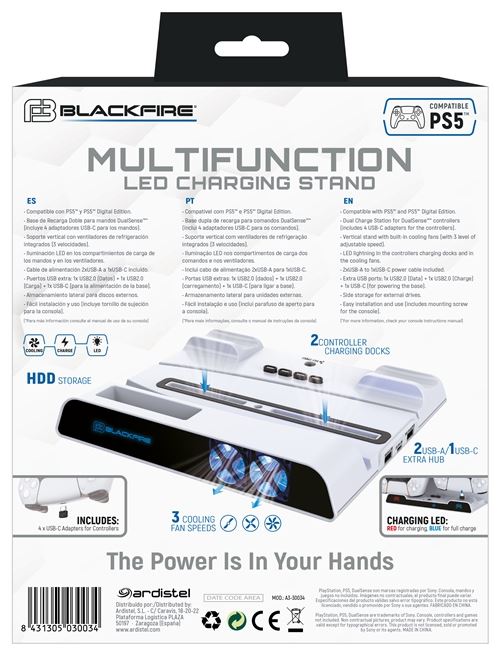 Soporte Cargador con Ventilación para PS5 Blackfire. Playstation 5