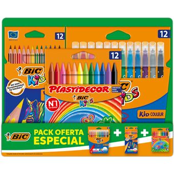 Pack Bic Kids Coloreado Especial: 12 Ceras + 12 Rotuladores + 12 Lápices -  Lápiz de color - Los mejores precios