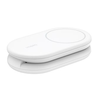 Cargador magnético plegable 2 en 1 Belkin Qi2 15W Blanco