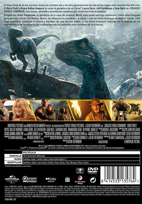 Cesta Alojamiento Almuerzo Jurassic World: Dominion - DVD - Colin Trevorrow - Bryce Dallas Howard -  Chris Pratt | Fnac