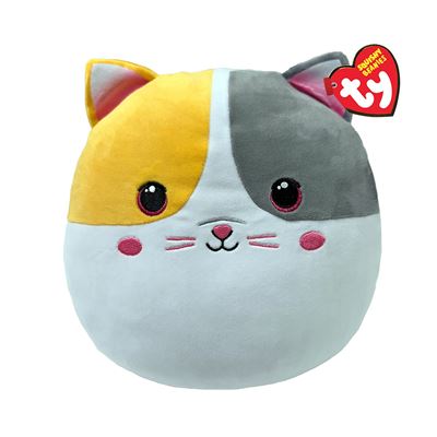 Ty beanie squish a boo snuggles yellow grey cat 20cm