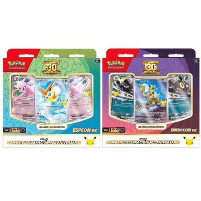 Battle deck pokémon espeon ex / umbreon ex 30º aniversario - envío aleatorio