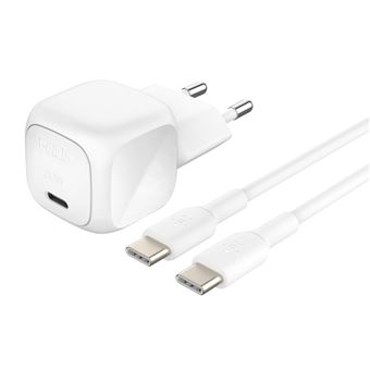 Cargador de pared compacto Belkin BoostCharge USB-C 20W Blanco + Cable USB-C de 1m