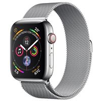 Apple Watch S4 44mm LTE Caja de acero inoxidable y pulsera Milanese Loop Plata