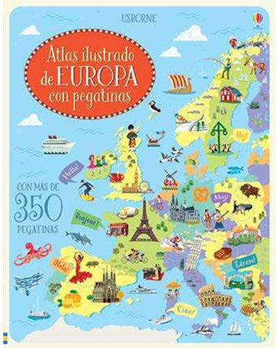 Atlas Ilustrado De europa con pegatinas tapa blanda libro melmoth jonatha español