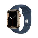 Apple Watch S7 45 mm LTE Caja de acero inoxidable oro y correa deportiva azul abismo