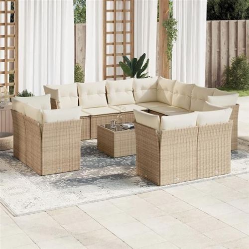 Non Communiqué Marron Salon De Jardin Modulable Generique 8 Personnes Resine Tressee 62 X 62 X 69 Cm 11 Pieces