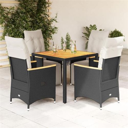 VIDAXL - Ensemble de bistro de jardin - 5 pièces - Noir - Image 2
