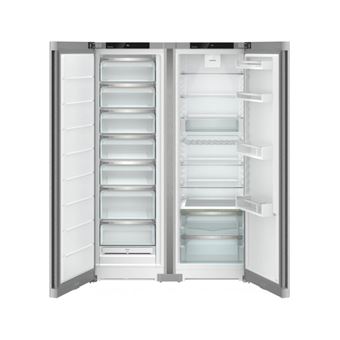 Side-by-Side BluPerformance compose de : SFNsde5227 (277 l. Classe E) + SRsde5220 (399 l. Classe E) congelateur NoFrost /refrigerateur PowerCooling FreshAir. EasyFresh fruits et legumes a hygrometrie reglable. Poignees verticales integrees.