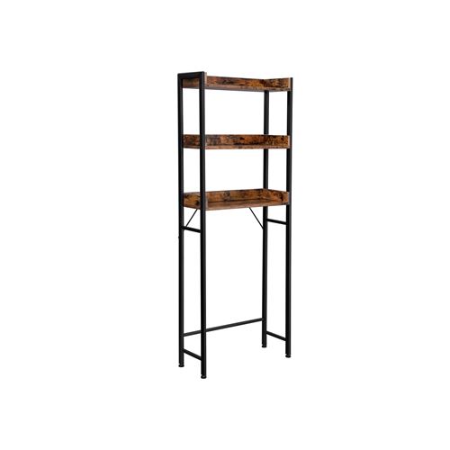 Étagère de Toilettes VASAGLE à 3 Niveaux Marron Rustique et Noir, BTS002B01
