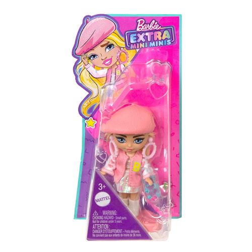 Mattel - Barbie Extra Mini Minis - HLN48 - Poupée articulée 8.5 cm avec veste universitaire et jupe