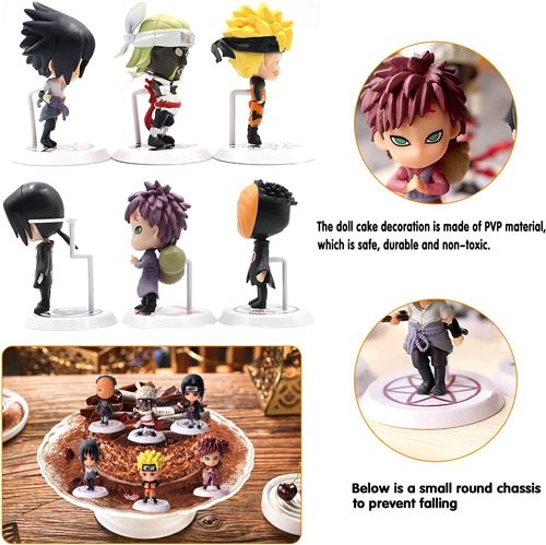Jouet Décoration de Gâteau, 6 Pièces Naruto Figure Jouets
