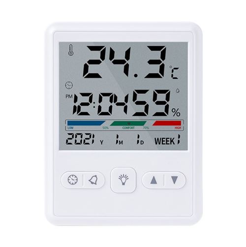 Thermomètre numérique LCD hygromètre hygromètre Chambre d'intérieur Horloge  de température blanc