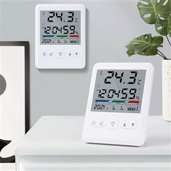 20€09 sur Thermomètre Intérieur VORMOR Petit Hygromètre Numérique avec  Écran LCD - Blanc - Station météo thermomètre pluviomètre - Achat & prix