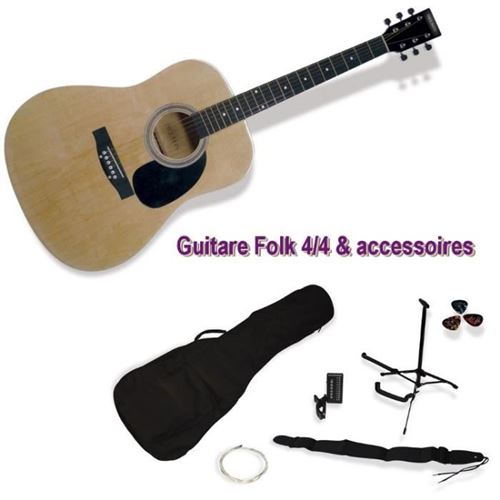 DELSON Pack Guitare Folk Montana naturelle + accessoire