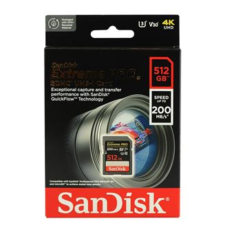 SanDisk Extreme Pro - Carte mémoire flash - 512 Go - Video Class V30 / UHS-I U3 / Class10 - SDXC UHS-I