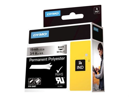 Dymo RHINO Etiquette industrielle en polyester m&eacute;tallique Rouge