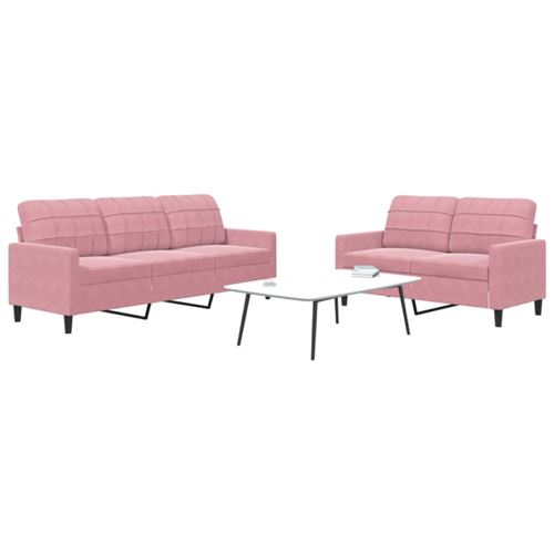 Non Communiqué Multicolore Ensemble De Canapés 2 Pcs Avec Coussins Rose Velours