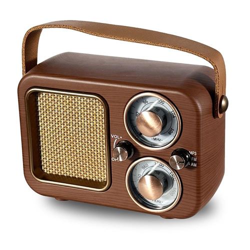 Yonis 1200mAh - Enceinte sans fil Bluetooth fonction radio - Bois
