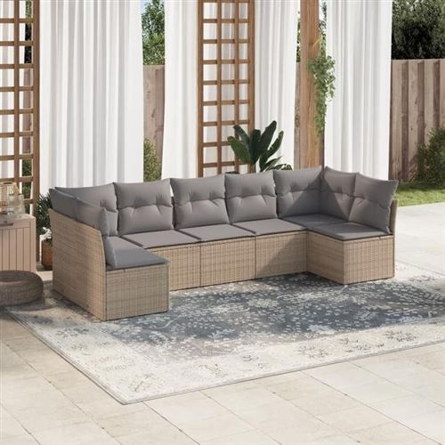 Non Communiqué Beige Salon De Jardin Modulable Vidaxl Resine Tressee 7 Personnes 7 Pieces 62 X 62 X 69 Cm
