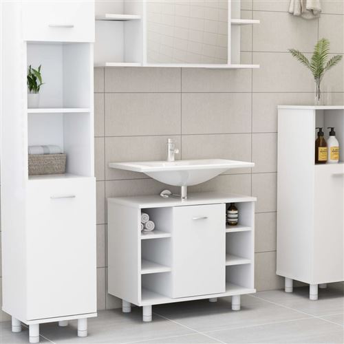 Armoire de salle de bain 60x32x53.5 cm Aggloméré Blanc